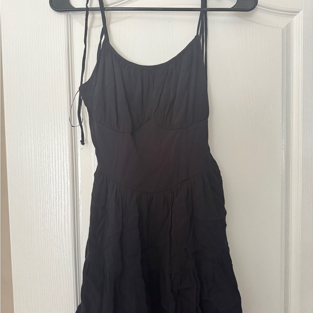 Mahina Black Mini Dress with Spaghetti Straps